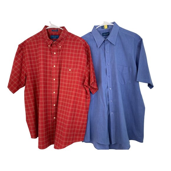 Lot Of 2 VTG Towncraft Button-Down Short Sleeve Shirts XL Cotton Blend 8850 EUC - Picture 2 of 10